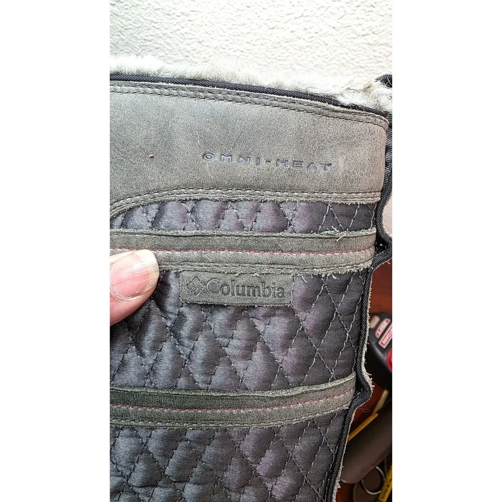 Columbia Women's Omni-Heat Quilted Winter Boots Size 6 Gray Faux Fur Lined Water